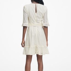 Eyelet Fit and Flare White Dress - Banana Republic